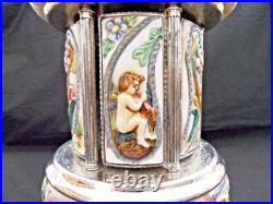 Vintage Capodimonte Italian Cherub Musical Lipstick Holder Carousel T 13.5