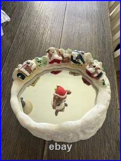 Vintage Christmas Around the World Music Box Magnetic Ice Skating Bear Works