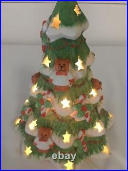 Vintage Christmas Tree Teddy Bears Light Lamp Decor Multicolor 9