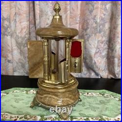 Vintage Cigarette Holder Music Box Swan Lake Reuge Marble Gold Wind-up Type