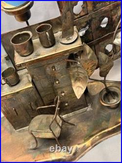 Vintage Copper Brass Barber Shop Music Box Display Working Hong Kong