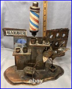 Vintage Copper Brass Barber Shop Music Box Display Working Hong Kong