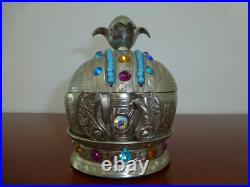 Vintage Crown Music Jewelry Box Silver Plate Music Box Thorens (Pre-Reuge)