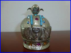 Vintage Crown Music Jewelry Box Silver Plate Music Box Thorens (Pre-Reuge)