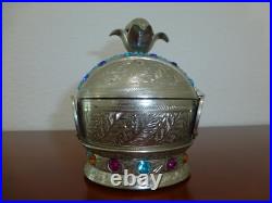 Vintage Crown Music Jewelry Box Silver Plate Music Box Thorens (Pre-Reuge)