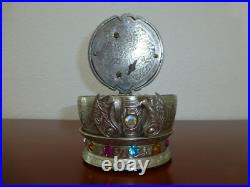 Vintage Crown Music Jewelry Box Silver Plate Music Box Thorens (Pre-Reuge)