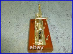 Vintage Crude Oil Pump Music Box Automaton Gilt Gold Pump With Wooden Case