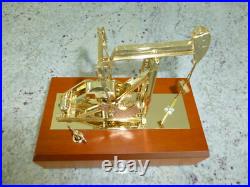 Vintage Crude Oil Pump Music Box Automaton Gilt Gold Pump With Wooden Case