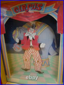 Vintage Dancing CLOWN Musical Automaton shadow music box