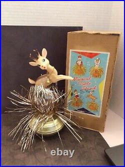 Vintage Deer Musical Table Stand RARE Find Christmas Decor Plays