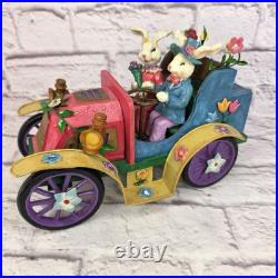 Vintage Easter Musical Old Car Rabbit Couple Spring Ride 11 Metal & Wood