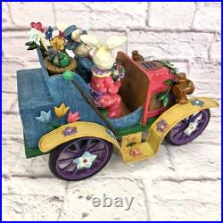 Vintage Easter Musical Old Car Rabbit Couple Spring Ride 11 Metal & Wood
