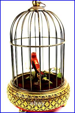 Vintage Elpa Automaton Singing Bird In Cage With Key Made In Germany