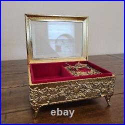 Vintage Enamel Butterfly Automaton Music Box Jewelry Box