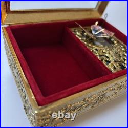 Vintage Enamel Butterfly Automaton Music Box Jewelry Box