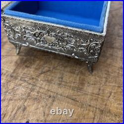 Vintage Enamel Butterfly Automaton Music Box Jewelry Box