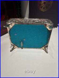 Vintage Enamel Butterfly Automaton Music Box Jewelry Box