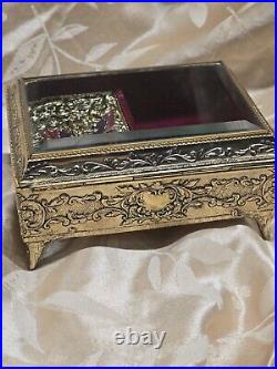 Vintage Enamel Butterfly Automaton Music Box Jewelry Box