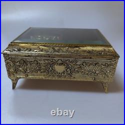 Vintage Enamel Butterfly Automaton Music Box Jewelry Box