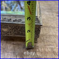 Vintage Enamel Butterfly Automaton Music Box Jewelry Box