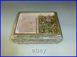 Vintage Enamel Butterfly Automaton Music Box Jewelry Box (watch The Video)