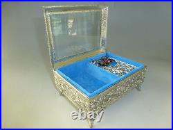 Vintage Enamel Butterfly Automaton Music Box Jewelry Box (watch The Video)