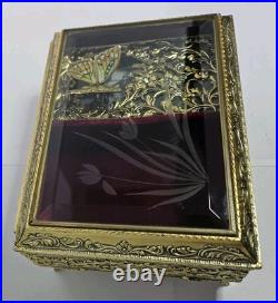 Vintage Enamel Butterfly Automaton Music Jewelry Box Westland Made In Japan Vintage Enamel Butterfly Automaton Music Jewelry Box Westland Made In Japan