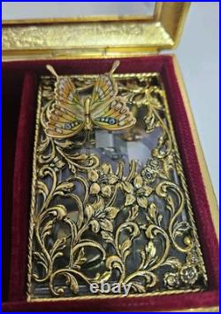Vintage Enamel Butterfly Automaton Music Jewelry Box Westland Made In Japan Vintage Enamel Butterfly Automaton Music Jewelry Box Westland Made In Japan