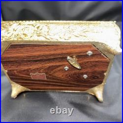 Vintage Enamel Gold/ Red Butterfly Automation Music Jewelry Music Box