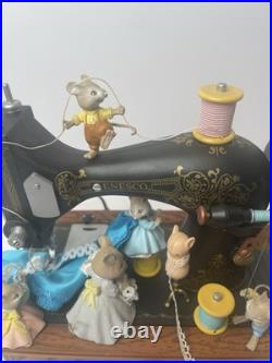 Vintage Enesco 1989 Music Box Sew Petite My Favorite Things Mice Sewing machine