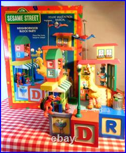 Vintage Enesco Sesame Street Deluxe Music Box Neighborhood Party 1993 withBox
