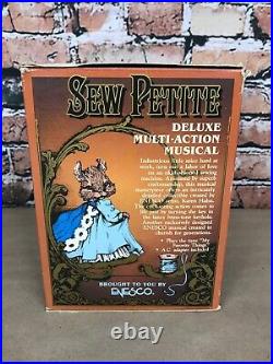 Vintage Enesco Sew Petite Sewing Machine Animated Music Box Works With Box