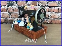 Vintage Enesco Sew Petite Sewing Machine Animated Music Box Works With Box