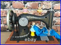 Vintage Enesco Sew Petite Sewing Machine Animated Music Box Works With Box