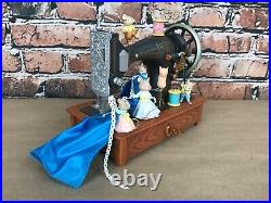 Vintage Enesco Sew Petite Sewing Machine Animated Music Box Works With Box