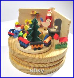 Vintage Erzgebirge Santa's Toy Workshop Wooden Music Box Works German Spieldose