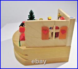 Vintage Erzgebirge Santa's Toy Workshop Wooden Music Box Works German Spieldose