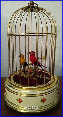 Vintage Eschle West Germany Automaton Bird Cage. WORKING 2 birds