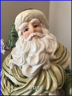 Vintage Fitz And Floyd Gregorian Old World Santa Claus Music Box White Christmas