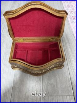 Vintage Florentine Wooden Musical Jewelry Box, Victorian Style Romantic Scene