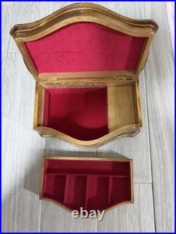 Vintage Florentine Wooden Musical Jewelry Box, Victorian Style Romantic Scene Vintage Florentine Wooden Musical Jewelry Box, Victorian Style Romantic Scene