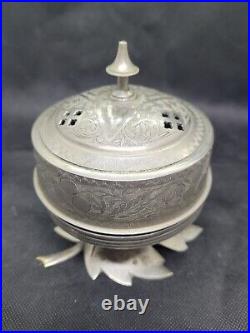 Vintage Fred Zimbalist Etched silver Metal Music Trinket Box #70