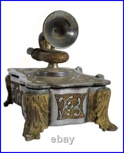 Vintage Fred Zimbalist Thorens Hand-Etched Swiss Music Box Silver & Brass