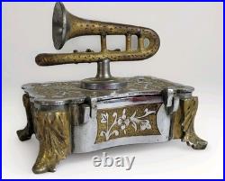 Vintage Fred Zimbalist Thorens Hand-Etched Swiss Music Box Silver & Brass