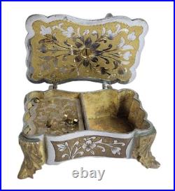 Vintage Fred Zimbalist Thorens Hand-Etched Swiss Music Box Silver & Brass