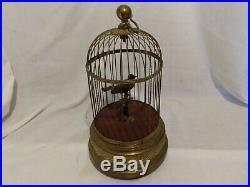 Vintage French Automation Singing Bird in Brass Cage