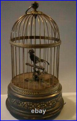 Vintage French Bontems Singing Bird Cage-Bird Mechanical Automaton(WORKING)