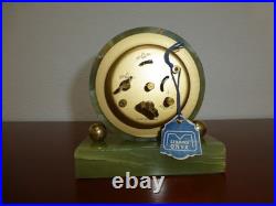 Vintage Genuine Green Onyx Wind Up Alarm Clock Made in France Just Serviced