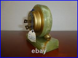 Vintage Genuine Green Onyx Wind Up Alarm Clock Made in France Just Serviced