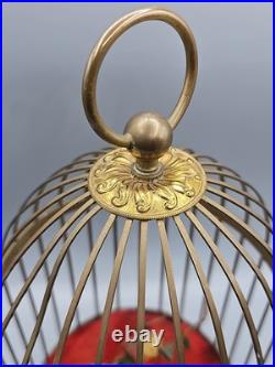 Vintage German Brass Cage Singing Automaton Bird Music Box (works! No sound)
